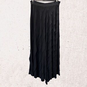 Black Asymmetrical Maxi Skirt for Night Out